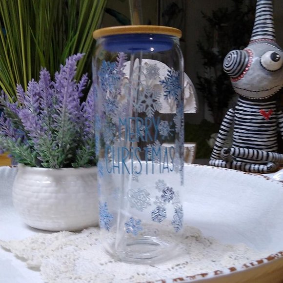 Snowflakes 24 oz can glass - Picture 1 of 2